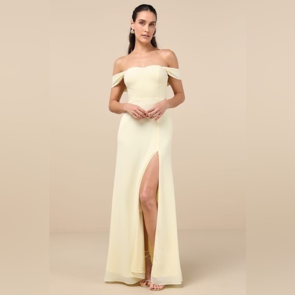 LULU’S MAGICAL MAGNESIUM OFF THE SHOULDER MAXI DRESS